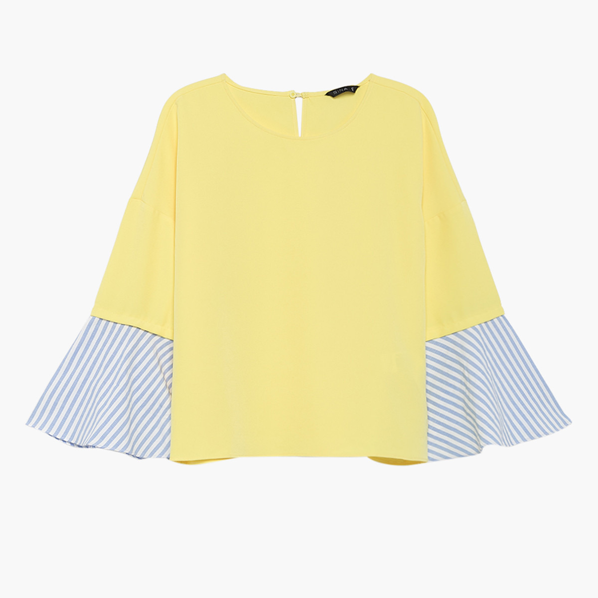 Rina Solid Round Neck Top with Long Sleeves and Stripe Detail-women-clothing-shirtsandblouses-blouses-image-5