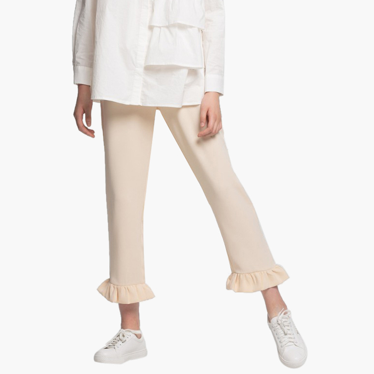 Rina Solid Cropped Pants with Ruffle Detail-women-clothing-bottoms-trousers-image-2