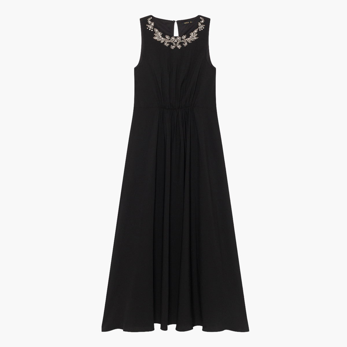 فستان إيه لاين طويل دون أكمام مزيّن بخصر مكشكش من رينا-women-clothing-dresses-image-4