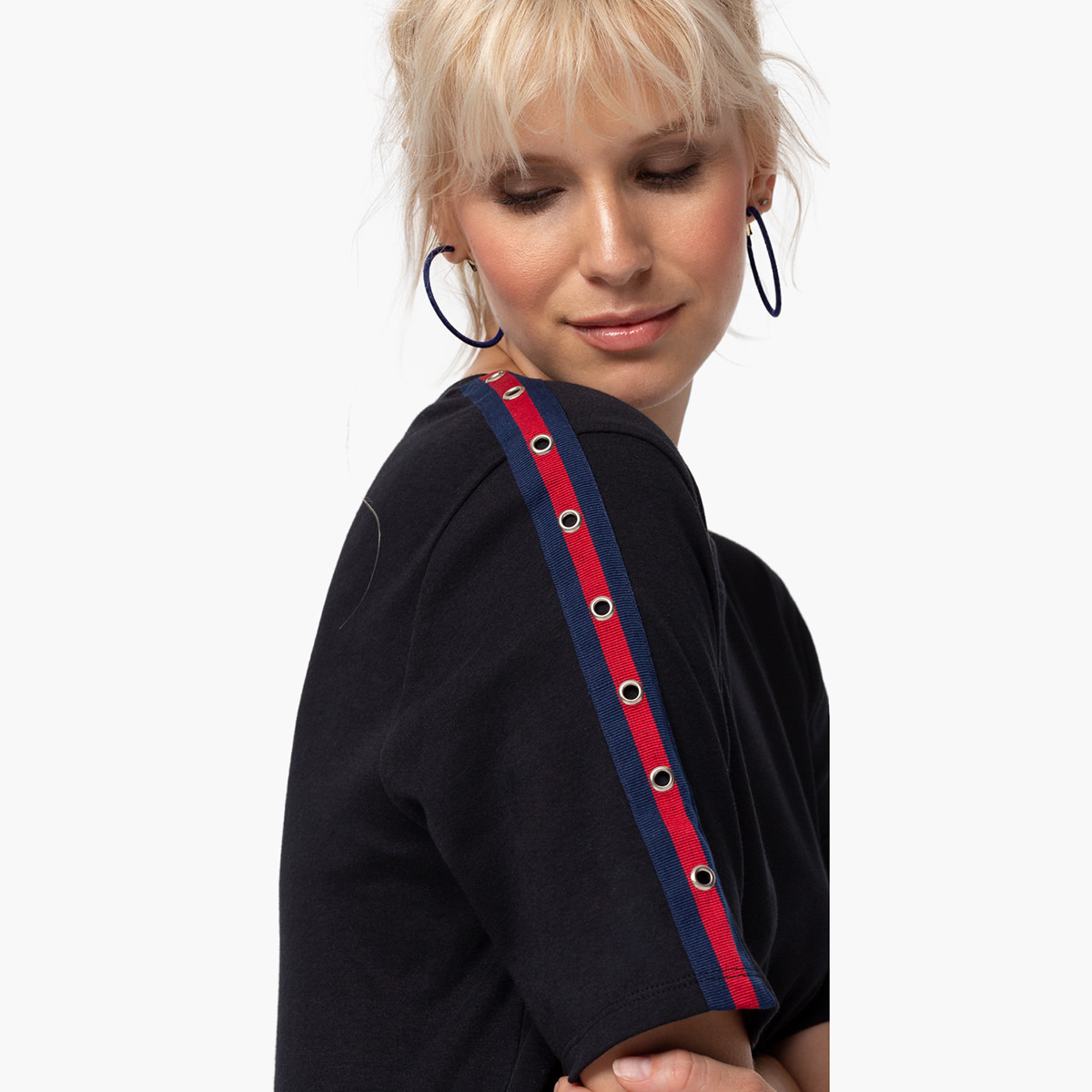 Rina Solid Crew Neck Top with Short Sleeves and Ruffled Hem-women-clothing-shirtsandblouses-blouses-image-2
