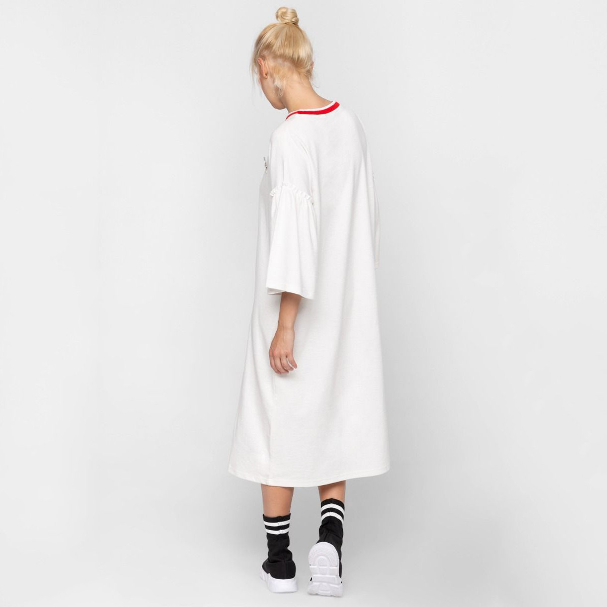 Rina Star Embellished Midi T-shirt Dress with 3/4 Bell Sleeves-women-clothing-dresses-image-3