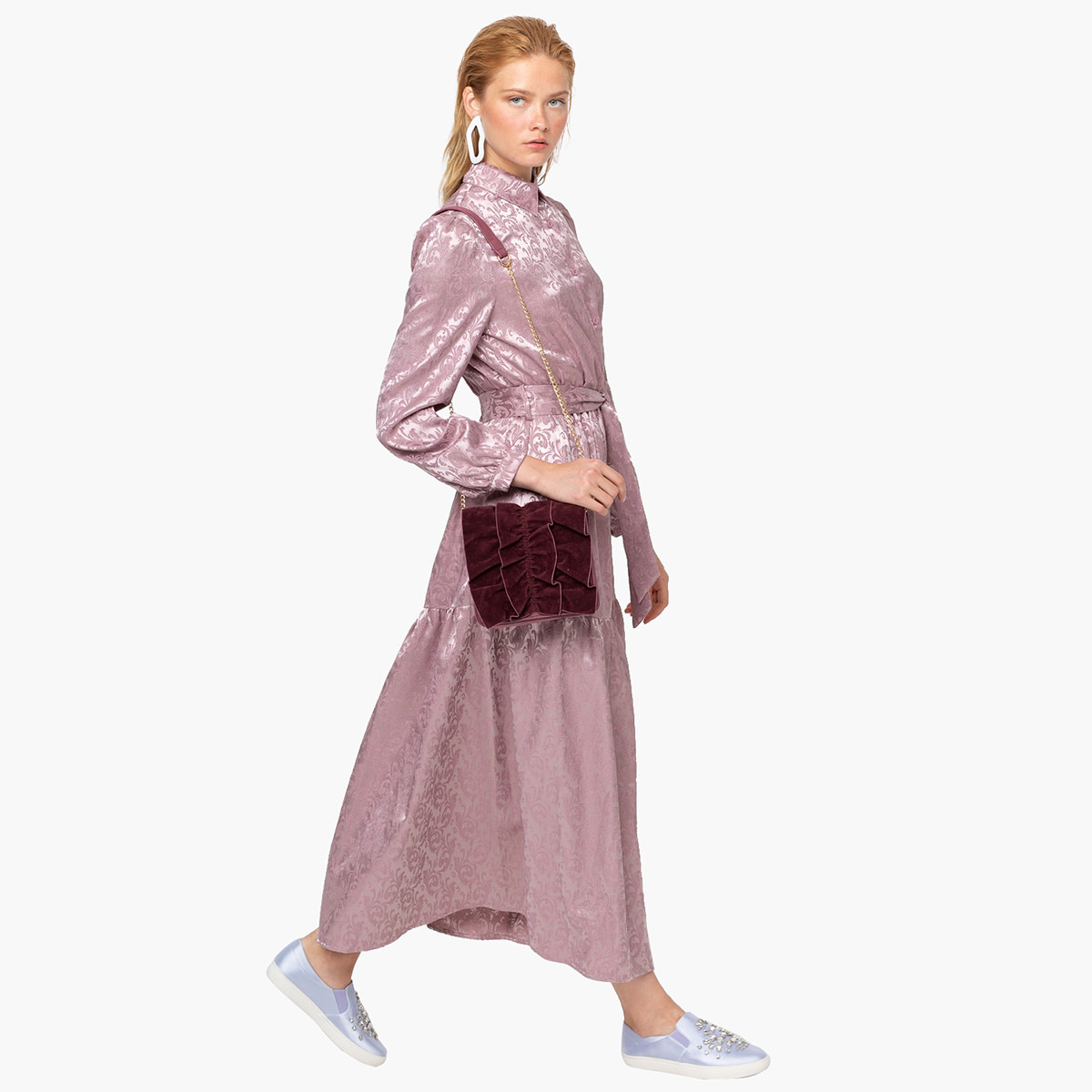 فستان إيه لاين ميدي بطبعات بيزلي و حزام خصر من رينا-women-clothing-dresses-image-1