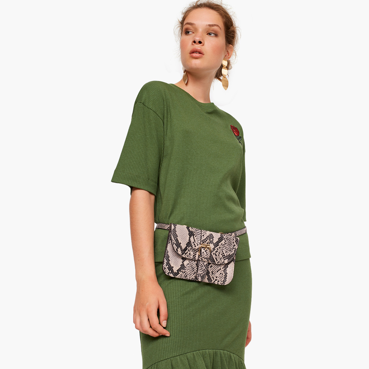 تيشيرت بارز الملمس بياقة ضيقة وأكمام قصيرة من رينا-women-clothing-tshirts-image-6