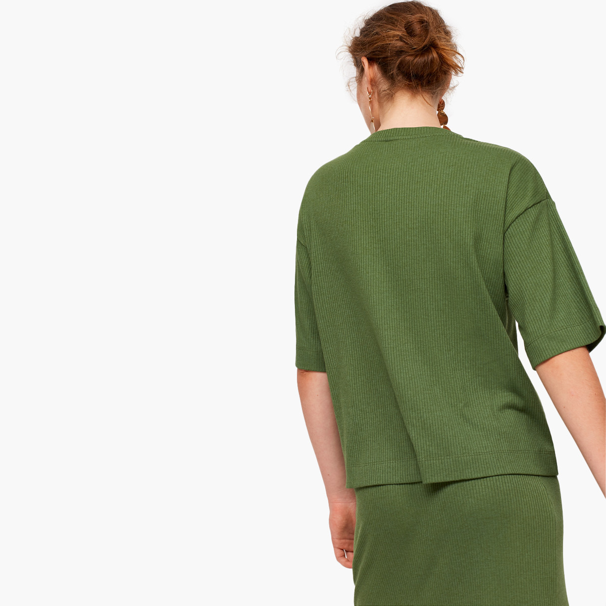 تيشيرت بارز الملمس بياقة ضيقة وأكمام قصيرة من رينا-women-clothing-tshirts-image-8