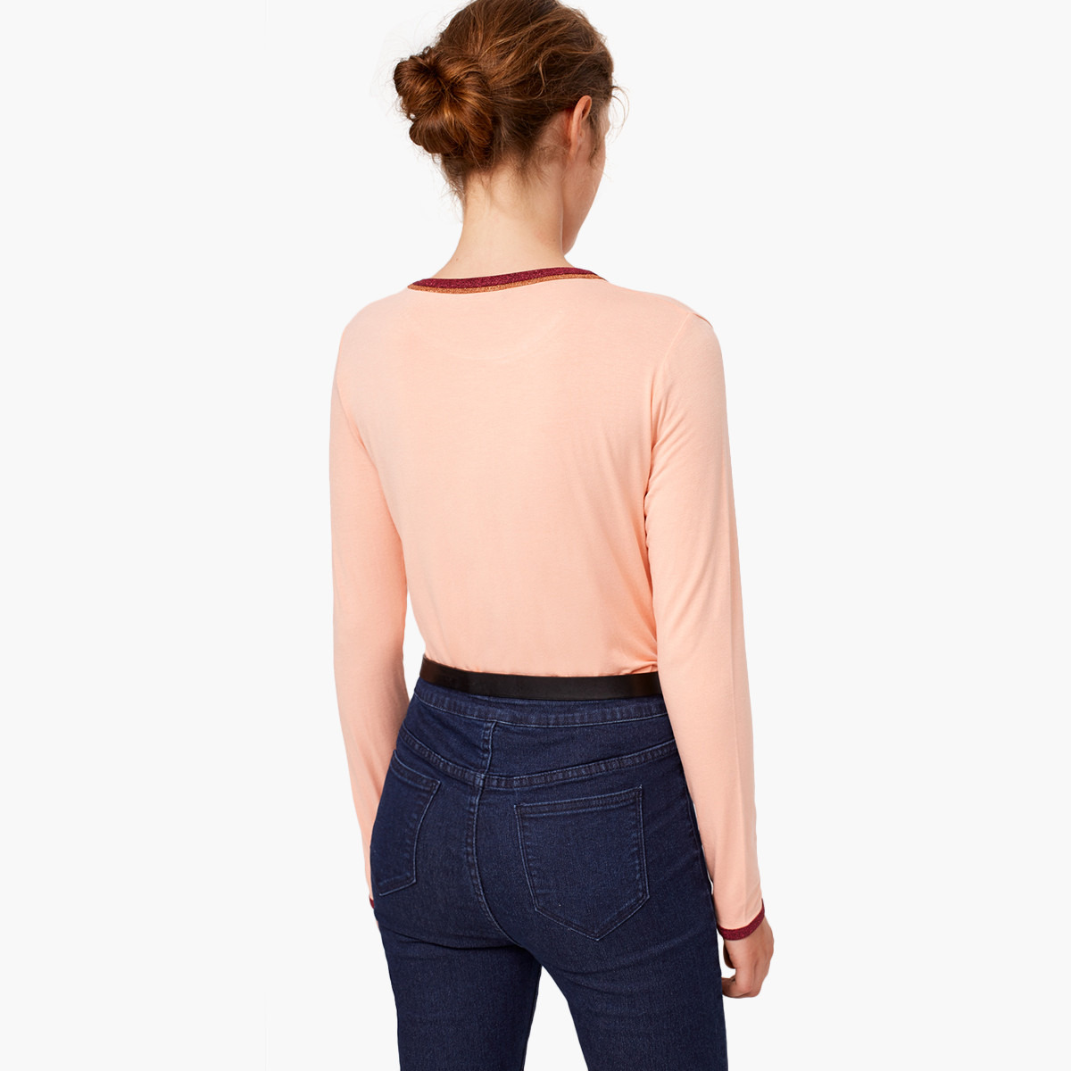 بلوزة سادة مع ياقة مستديرة وأكمام طويلة من رينا-women-clothing-shirtsandblouses-blouses-image-2