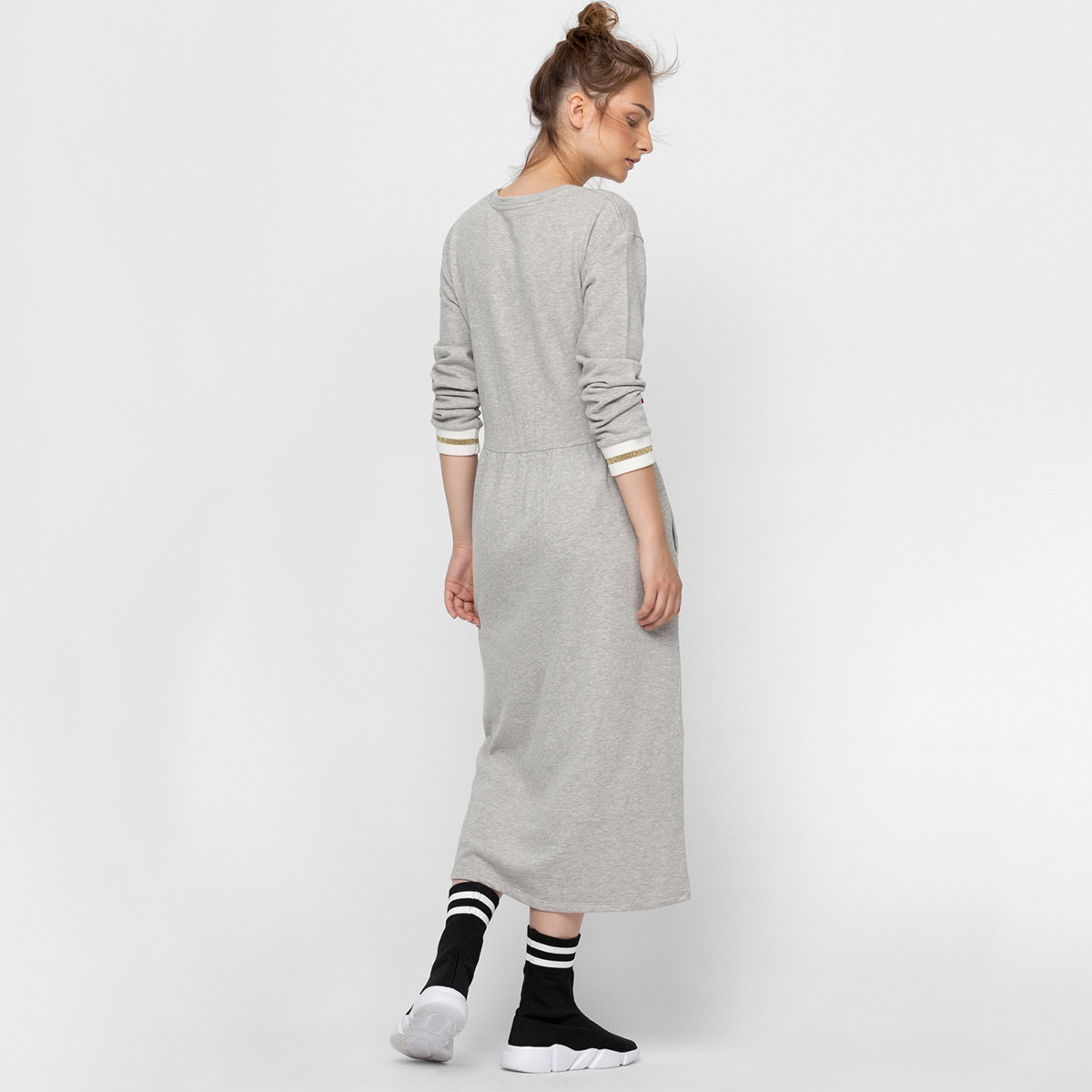 Rina A-line Midi Dress with Cuffed Long Sleeves and Printed Detail-women-clothing-dresses-image-3