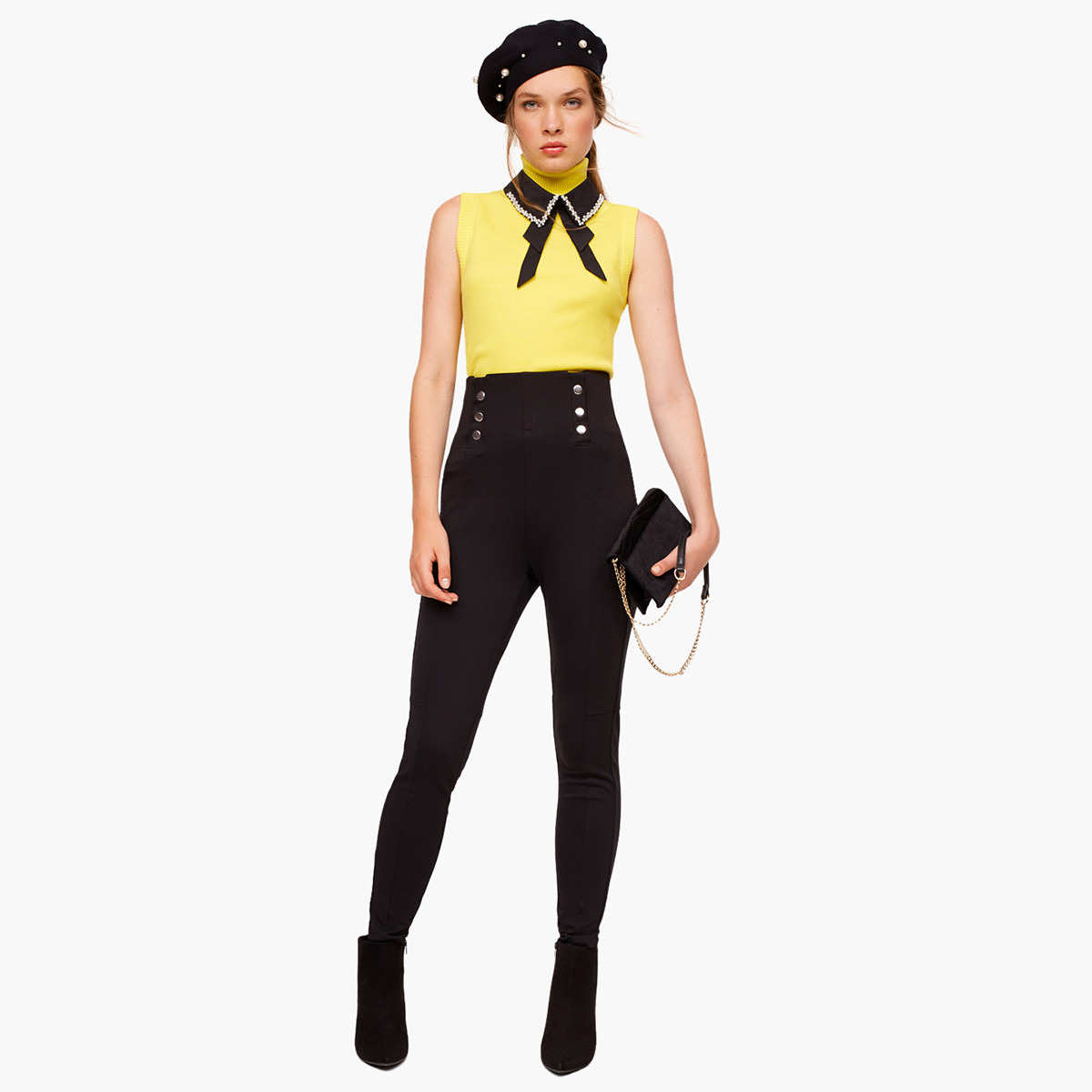 Rina Solid High Waist Leggings with Button Embellishments-women-clothing-bottoms-leggings-image-2