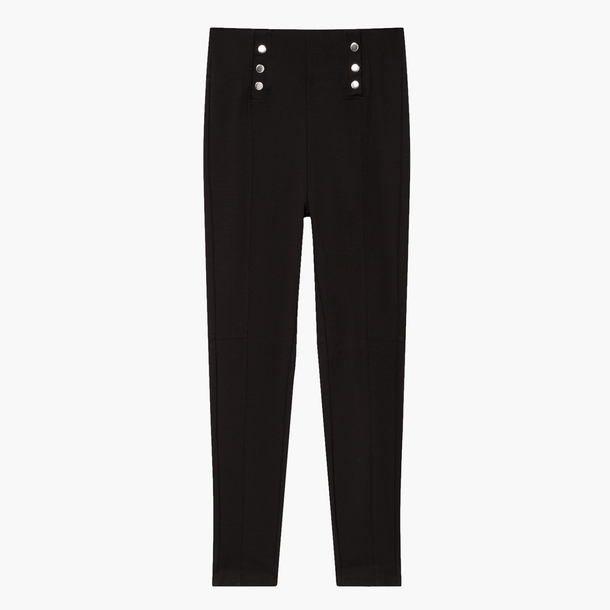 Rina Solid High Waist Leggings with Button Embellishments-women-clothing-bottoms-leggings-image-5