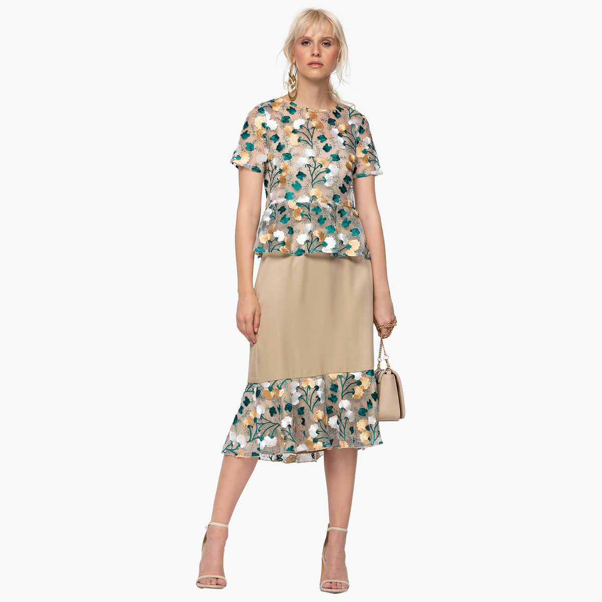 تنوّرة إيه لاين مطرّزة وخصر مطّاطي من رينا-women-clothing-bottoms-skirts-image-2