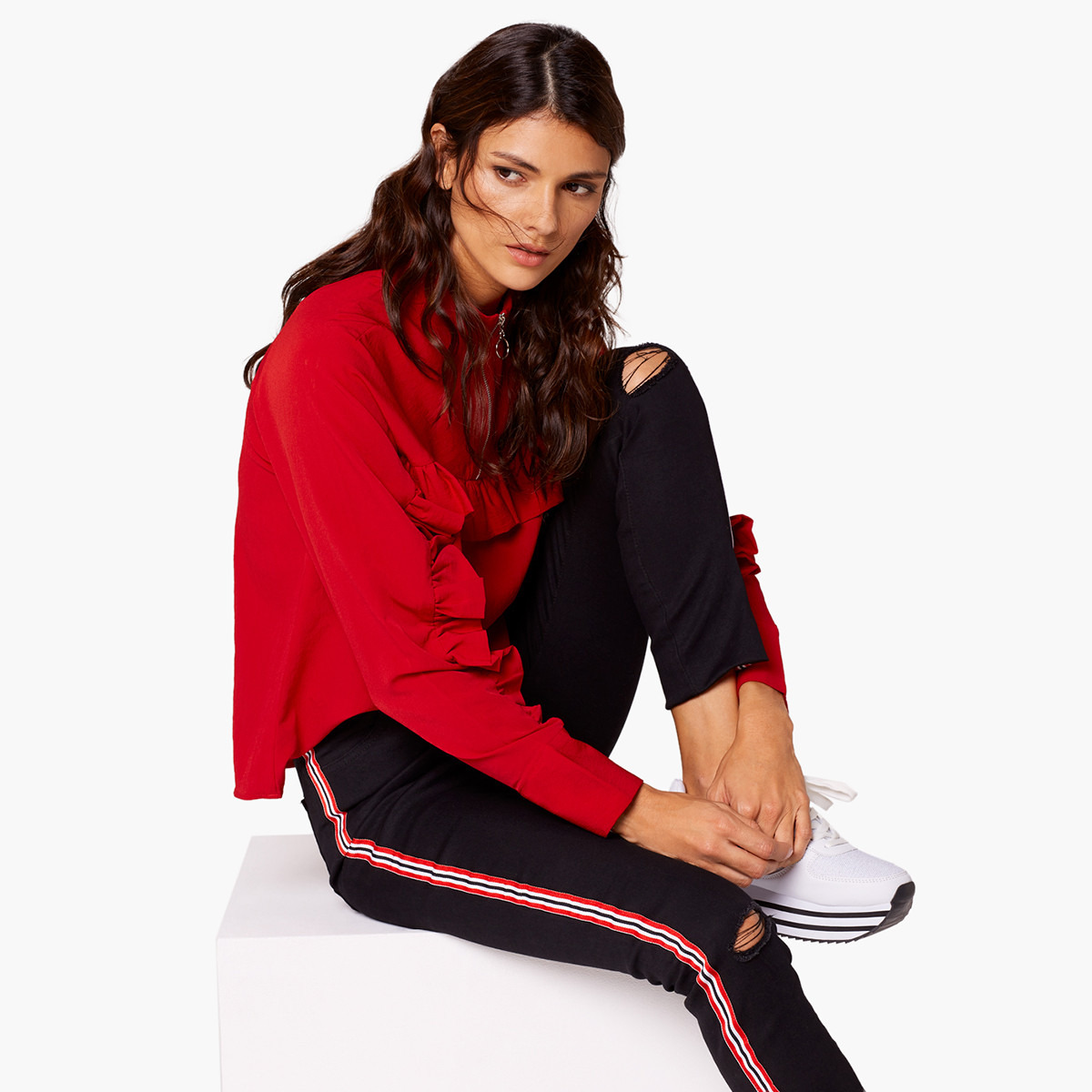 بنطلون ضيق بطول الكاحل بتفاصيل شريط و جيوب من رينا-women-clothing-bottoms-leggings-image-3