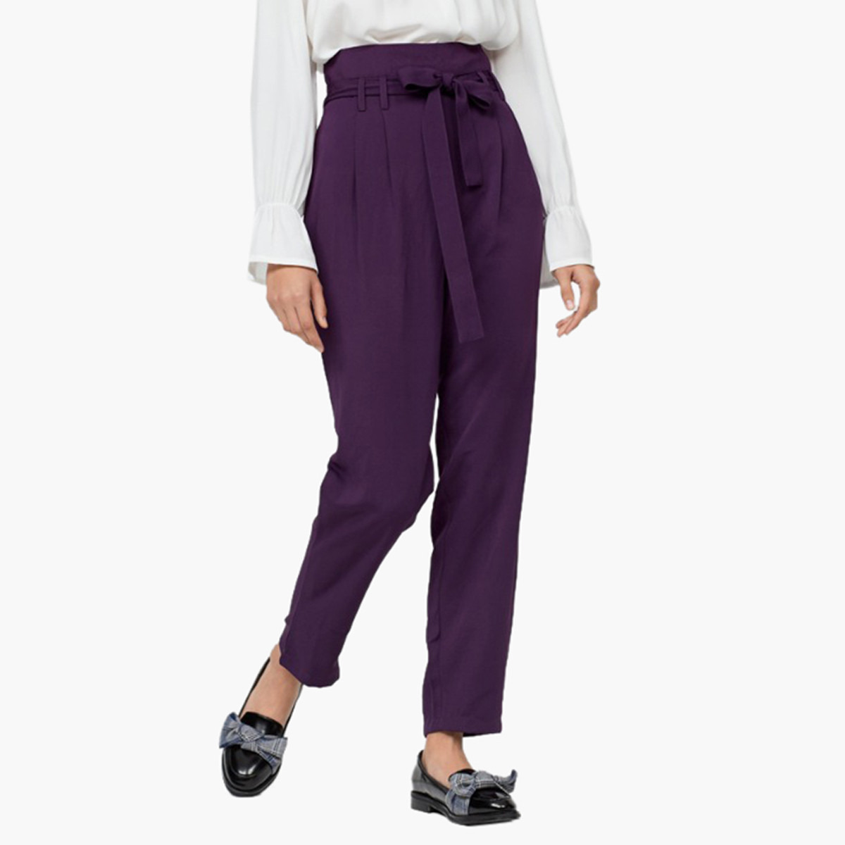 بنطلون سادة بطول الكاحل بحزام من ريتا-women-clothing-bottoms-trousers-image-6