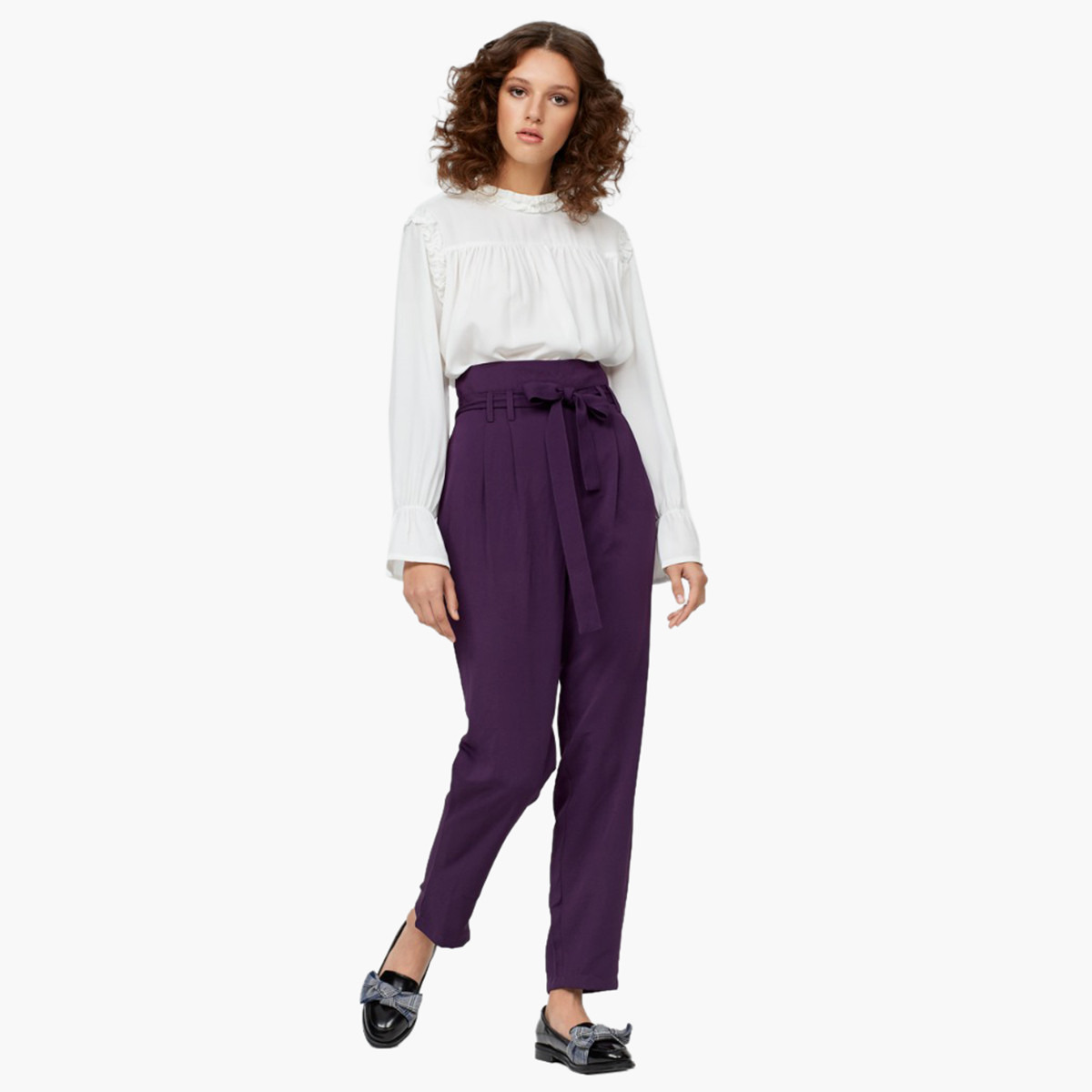 بنطلون سادة بطول الكاحل بحزام من ريتا-women-clothing-bottoms-trousers-image-7