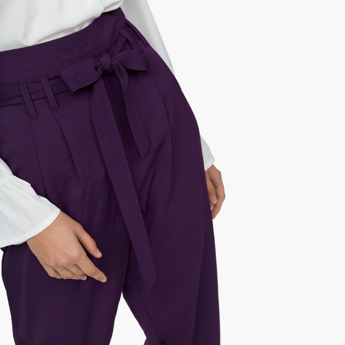 بنطلون سادة بطول الكاحل بحزام من ريتا-women-clothing-bottoms-trousers-image-8
