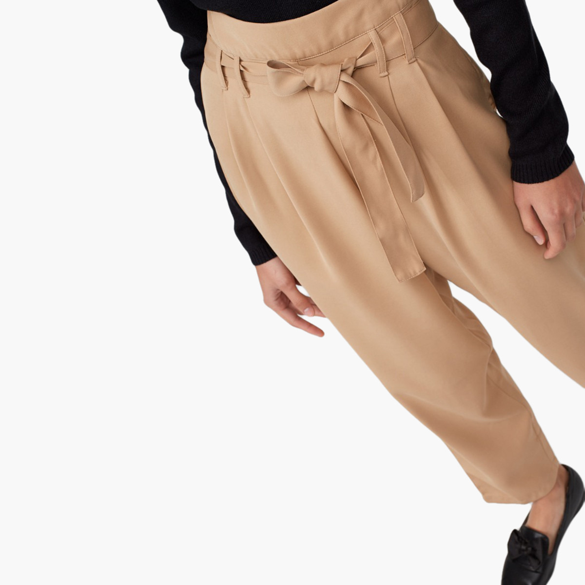 Rina Ankle Length Solid Trousers with Belt-women-clothing-bottoms-trousers-image-3