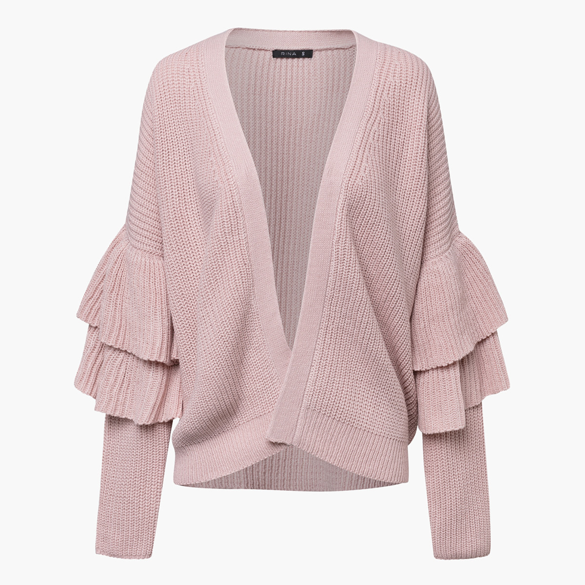 كارديجن بارز الملمس بأكمام طويلة وتفاصيل كشكشة من رينا-women-clothing-cardigansandjumpers-cardigans-image-1