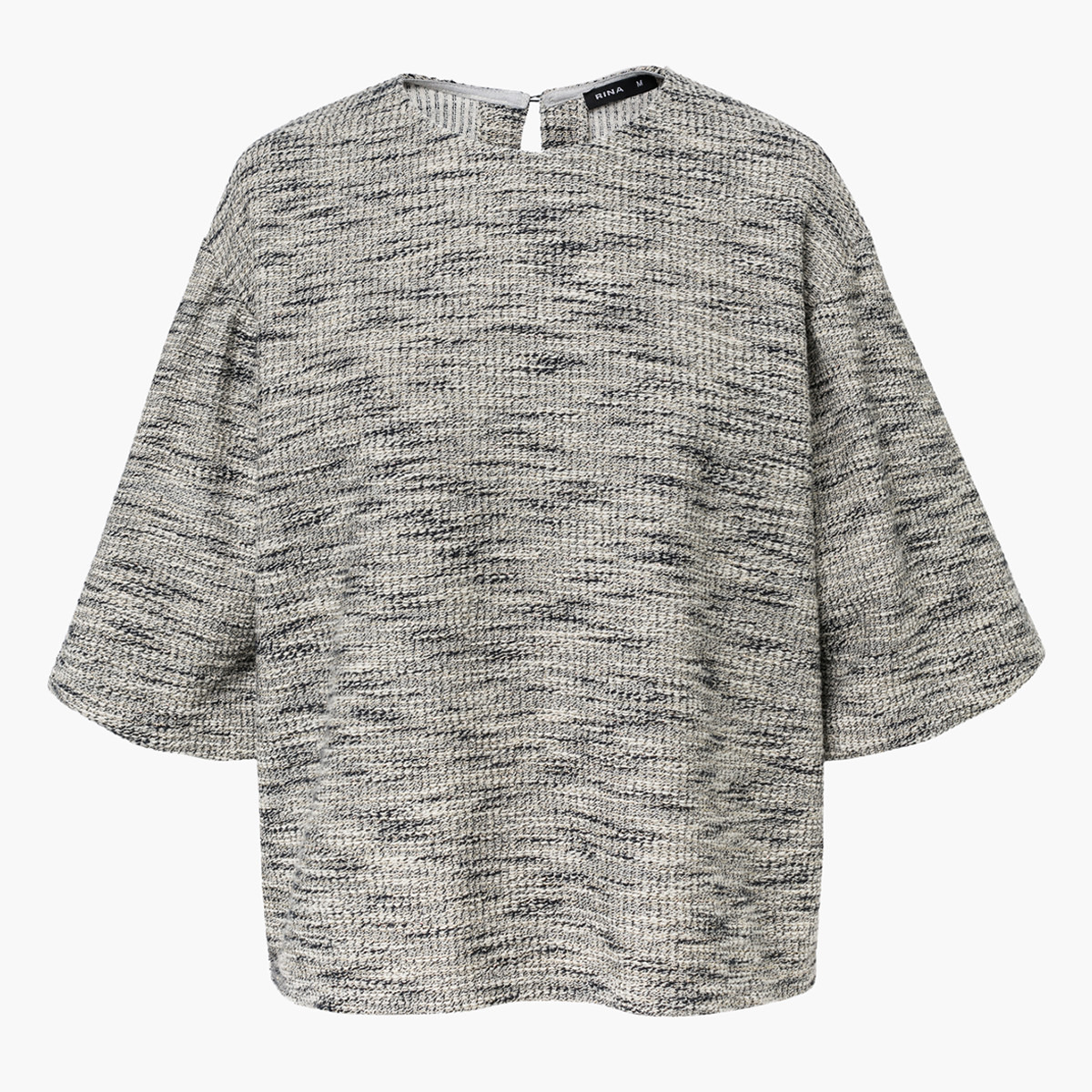 Rina Textured Round Neck Top with Flared Sleeves-women-clothing-shirtsandblouses-blouses-image-1