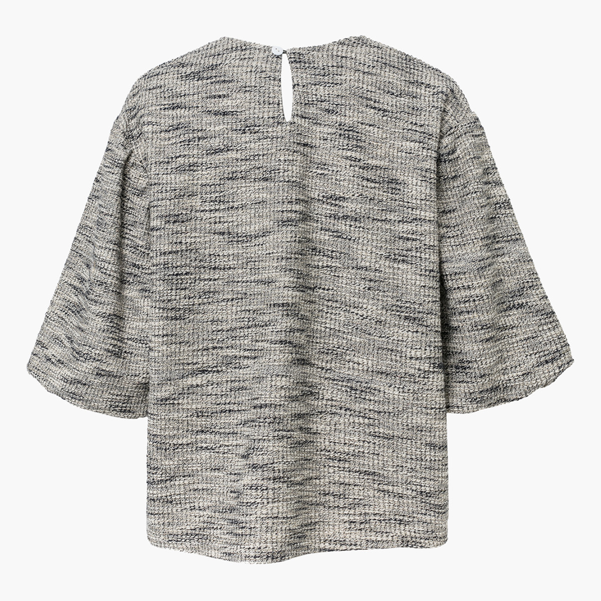 بلوزة بارزة الملمس بياقة مستديرة وأكمام واسعة من رينا-women-clothing-shirtsandblouses-blouses-image-2