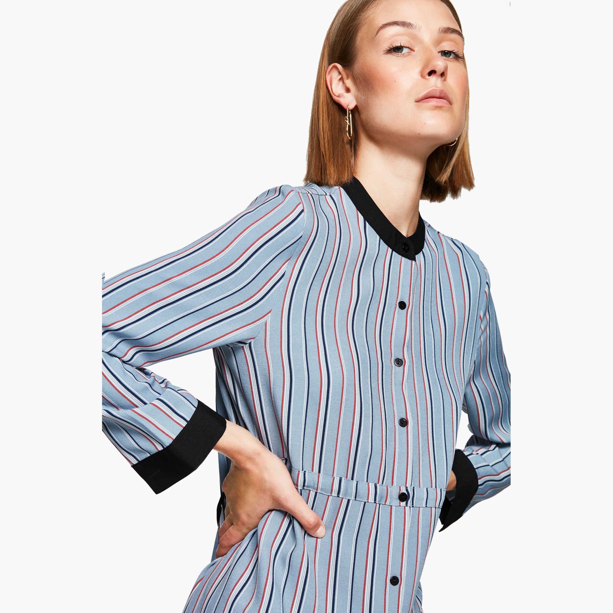 فستان قميص مخطط بأكمام طويلة ورباط من رينا-women-clothing-dresses-image-2