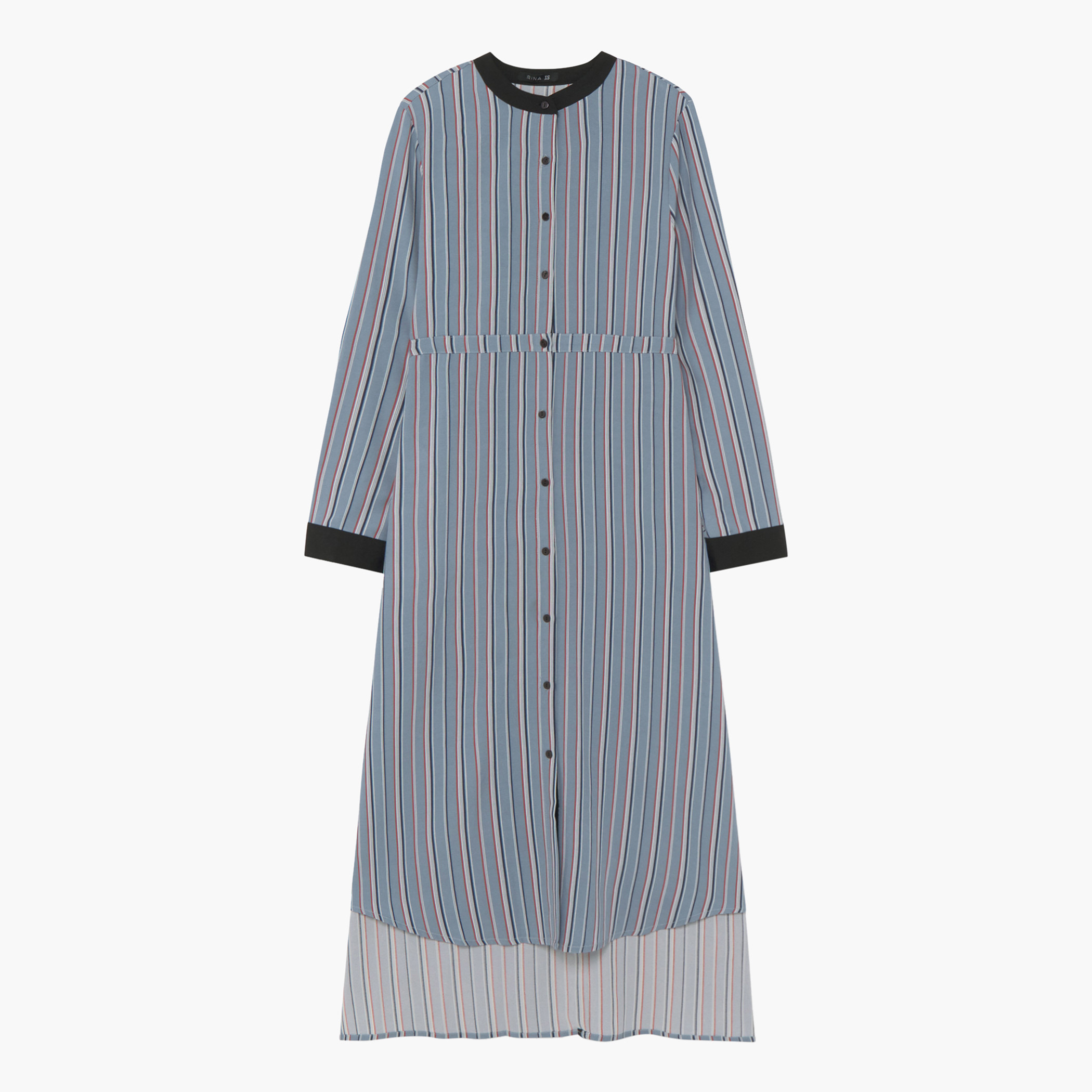 Rina Striped Shirt Dress with Long Sleeves and Tie-Up-women-clothing-dresses-image-4