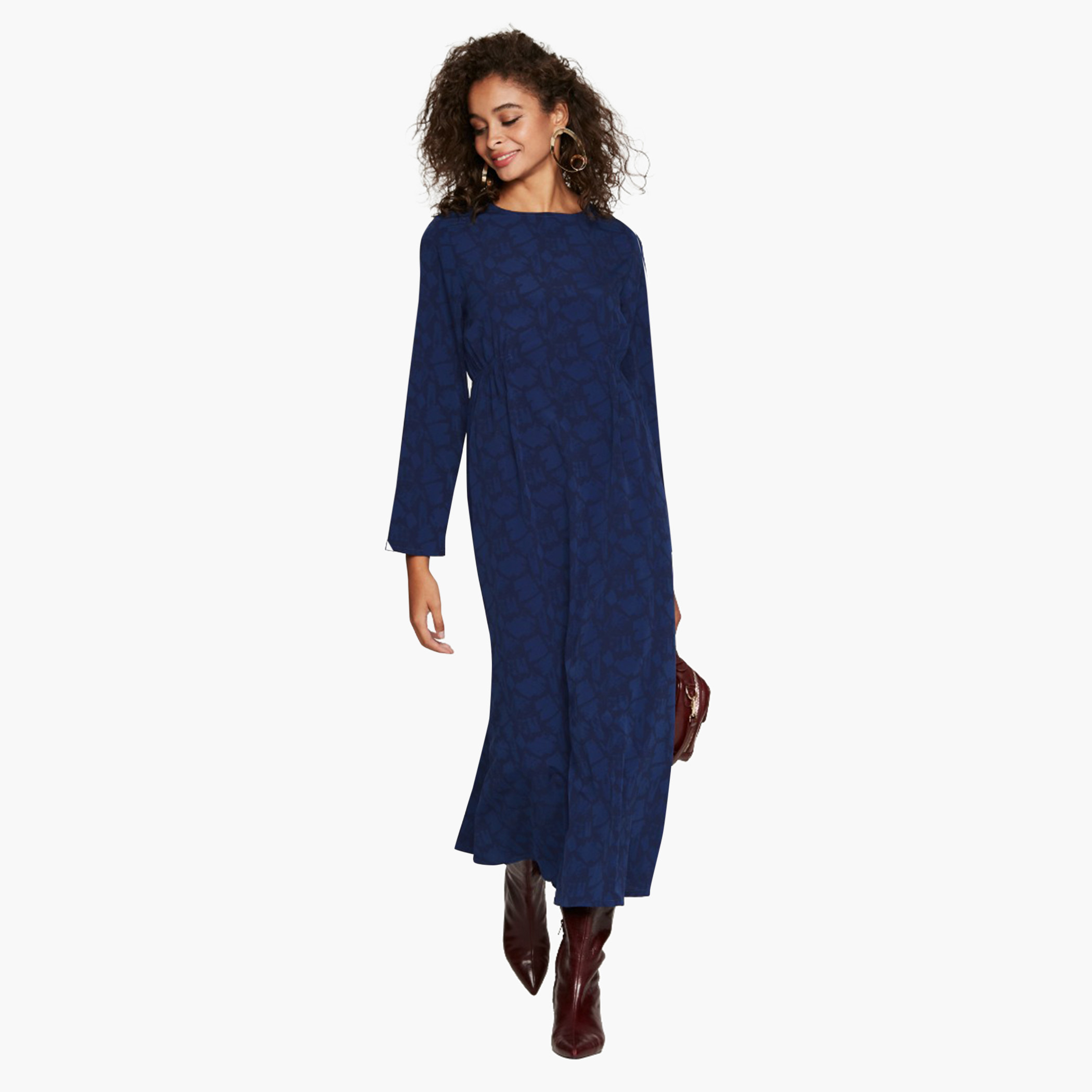Rina Printed Maxi A-line Dress with Ruched Detail-women-clothing-dresses-image-1