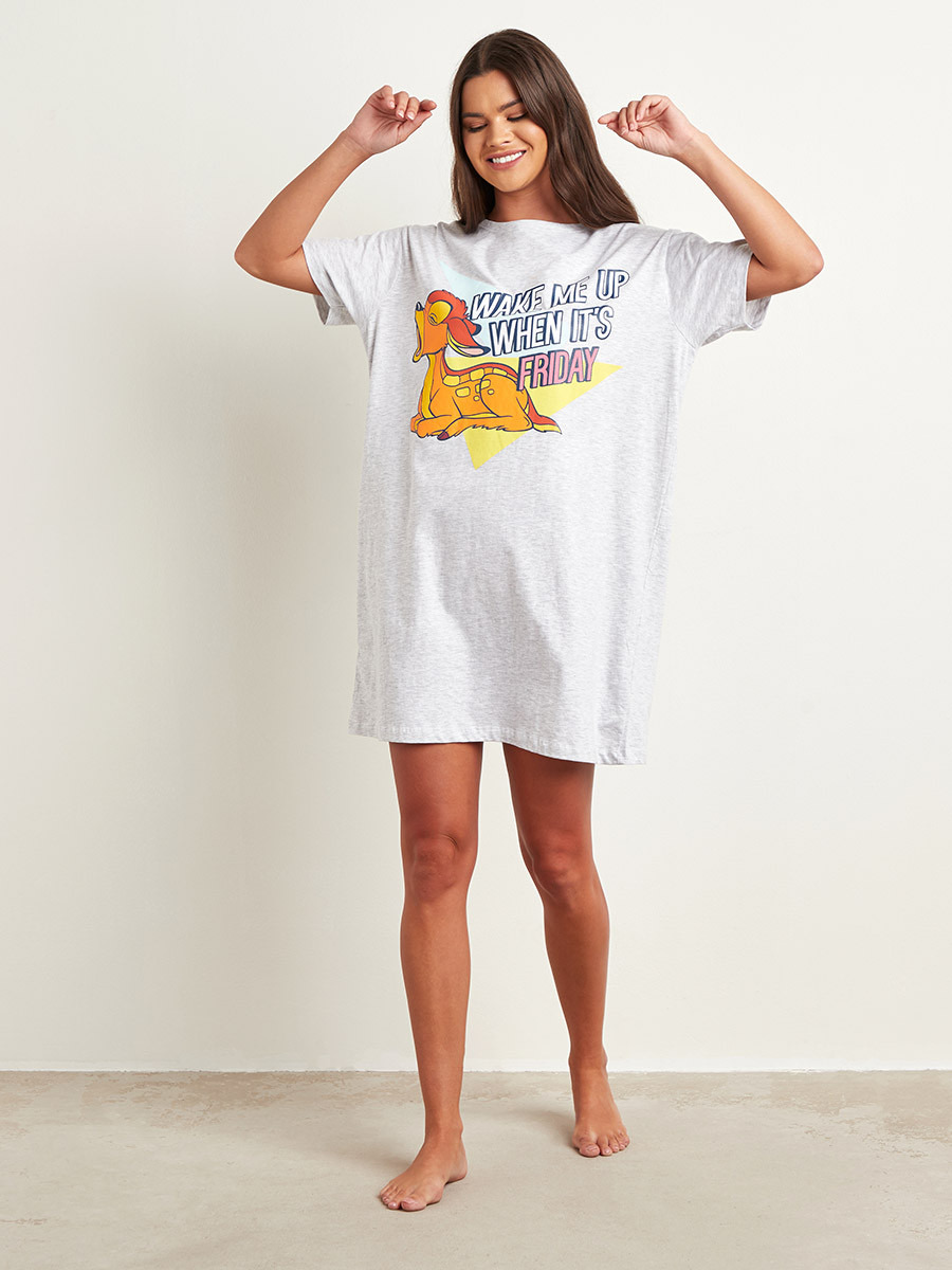 Styli Disney Bambi Printed Sleep T-shirt Dress-women-clothing-nightwear-nighties-image-1