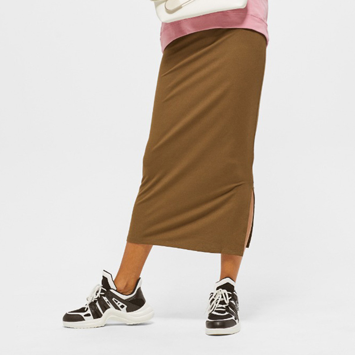 تنورة سادة ضيقة بقصة عادية وخصر متوسط الارتفاع من رينا-women-clothing-bottoms-skirts-image-4