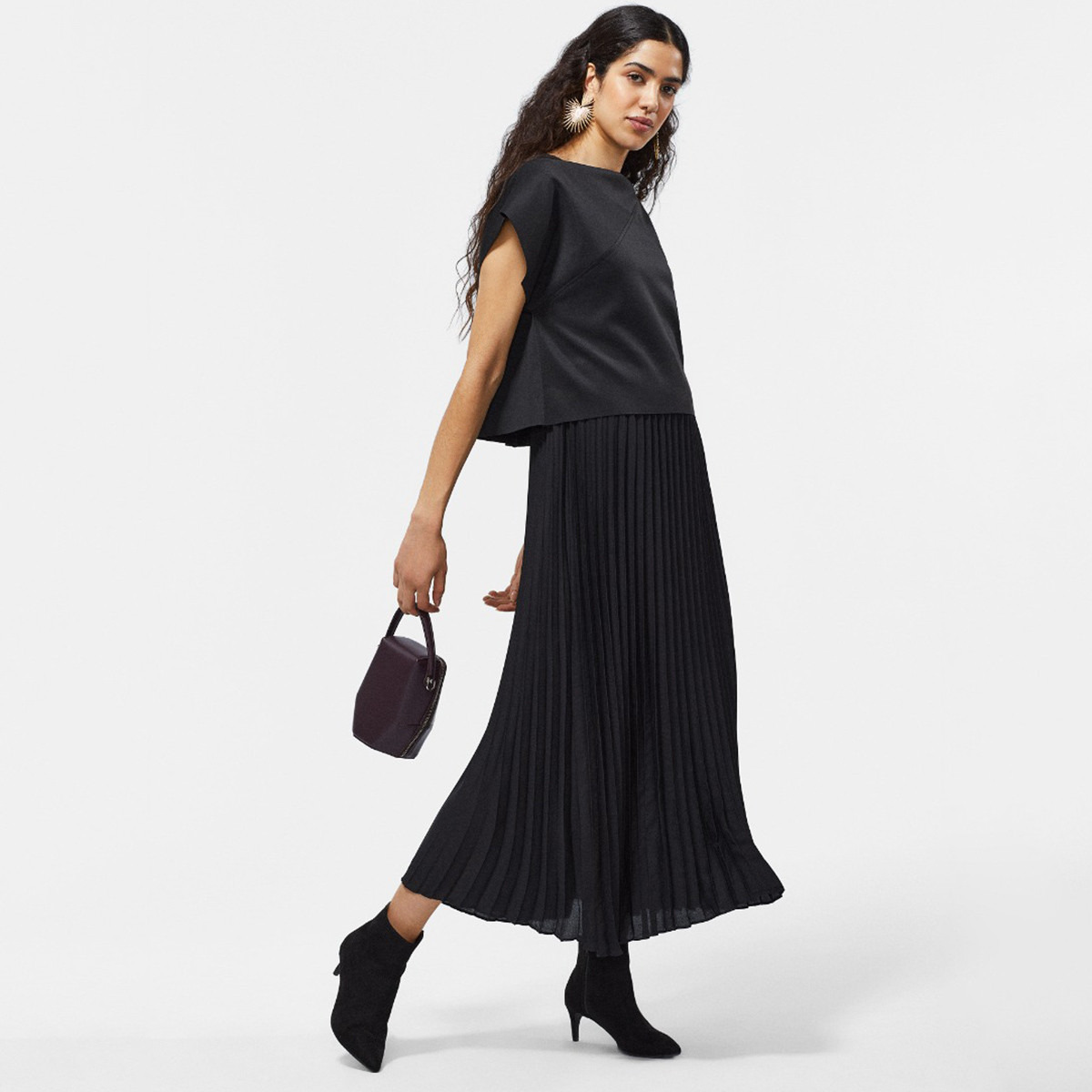 Rina Textured Maxi A-line Dress with Short Sleeves-women-clothing-dresses-image-1