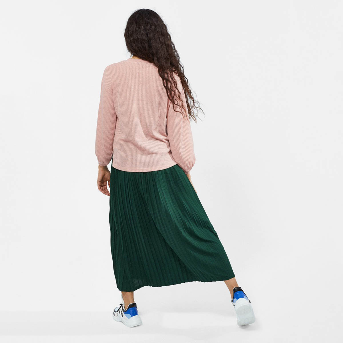 تنورة إيه لاين بخصر متوسط الارتفاع وثنيات من رينا-women-clothing-bottoms-skirts-image-7