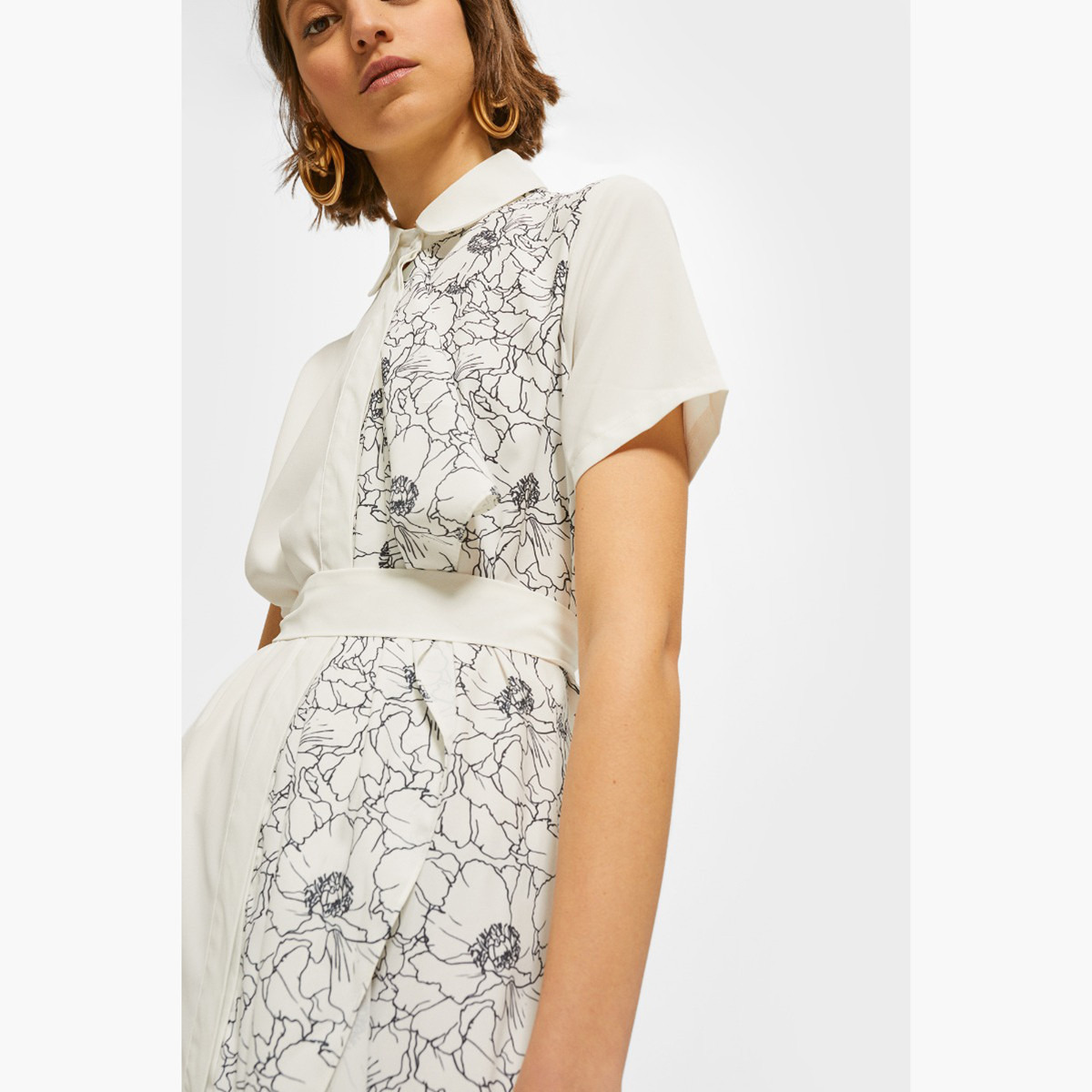 فستان ميدي بطبعات أزهار وأكمام قصيرة وحزام خصر من رينا-women-clothing-dresses-image-2
