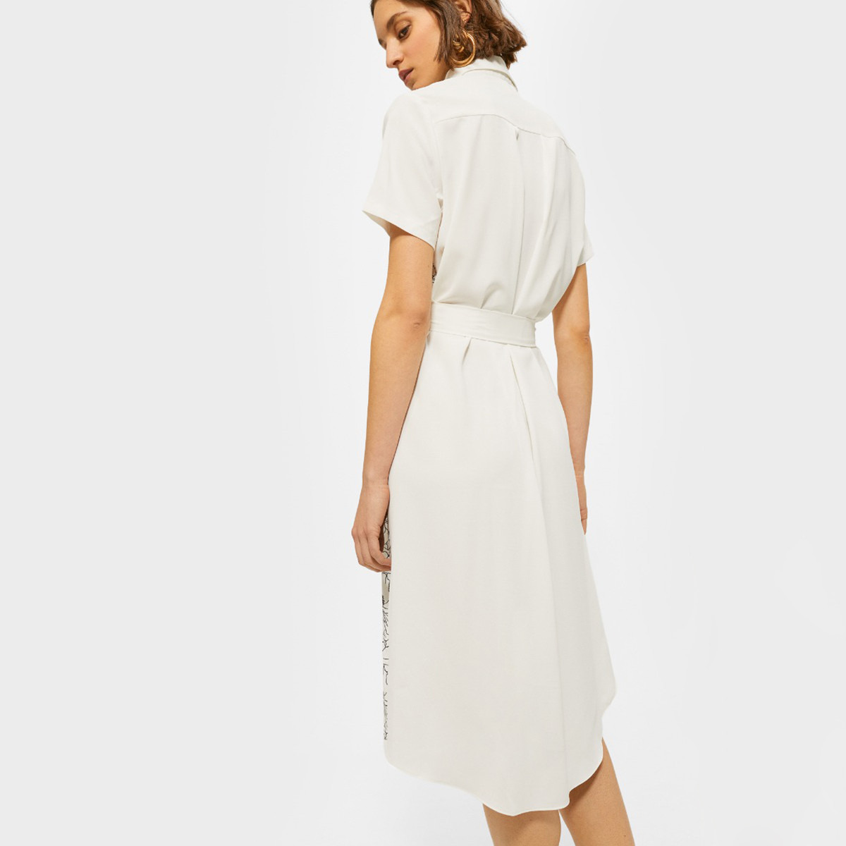 Rina Floral Print Midi Shirt Dress with Short Sleeves and Belted Waist-women-clothing-dresses-image-3
