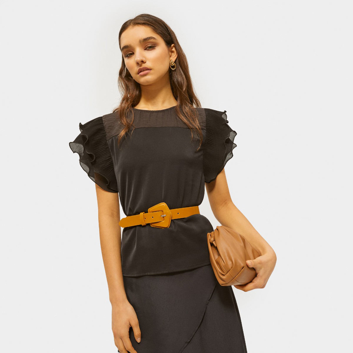 Rina Solid Crew Neck Top with Cap Sleeves-women-clothing-shirtsandblouses-blouses-image-1