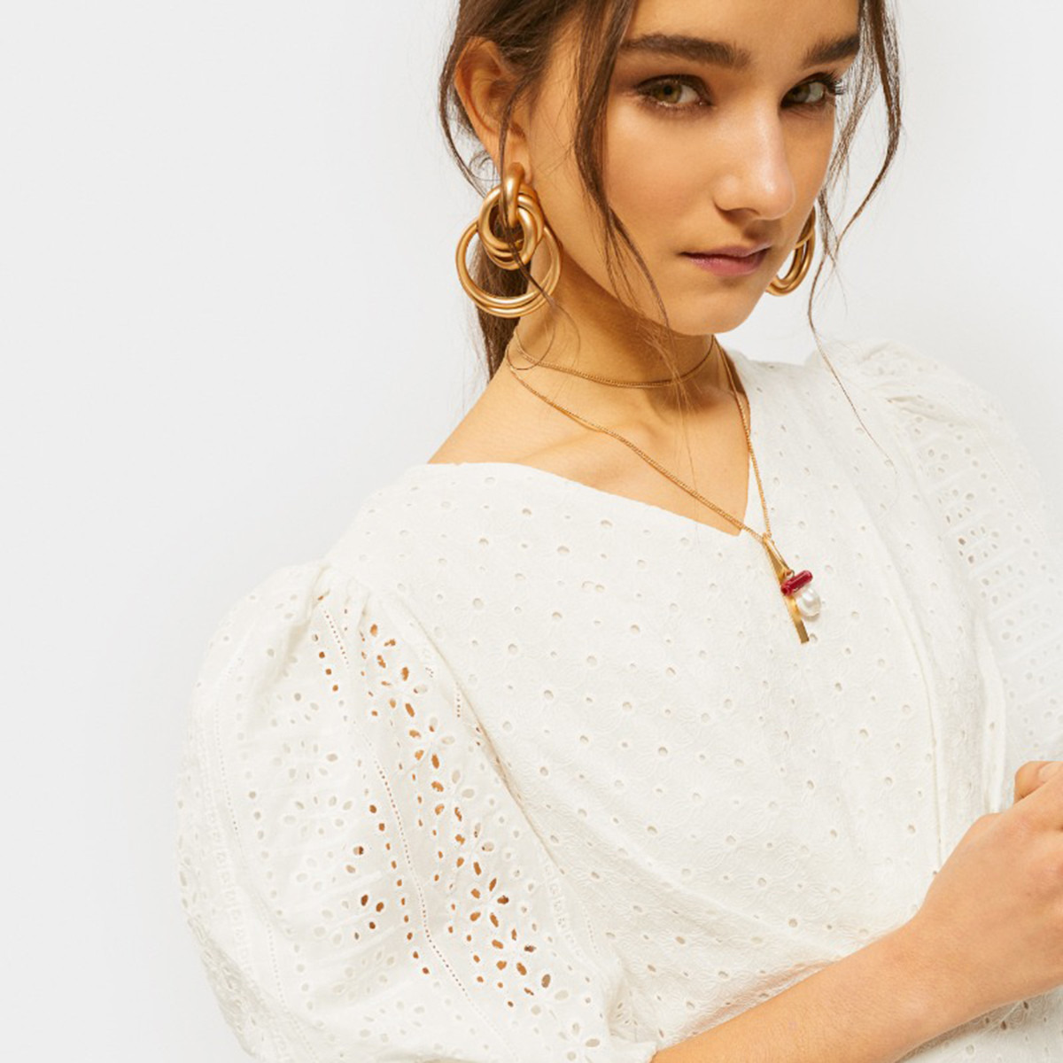 فستان طويل إيه لاين بارز الملمس بياقة V وأكمام منتفخة من رينا-women-clothing-dresses-image-6