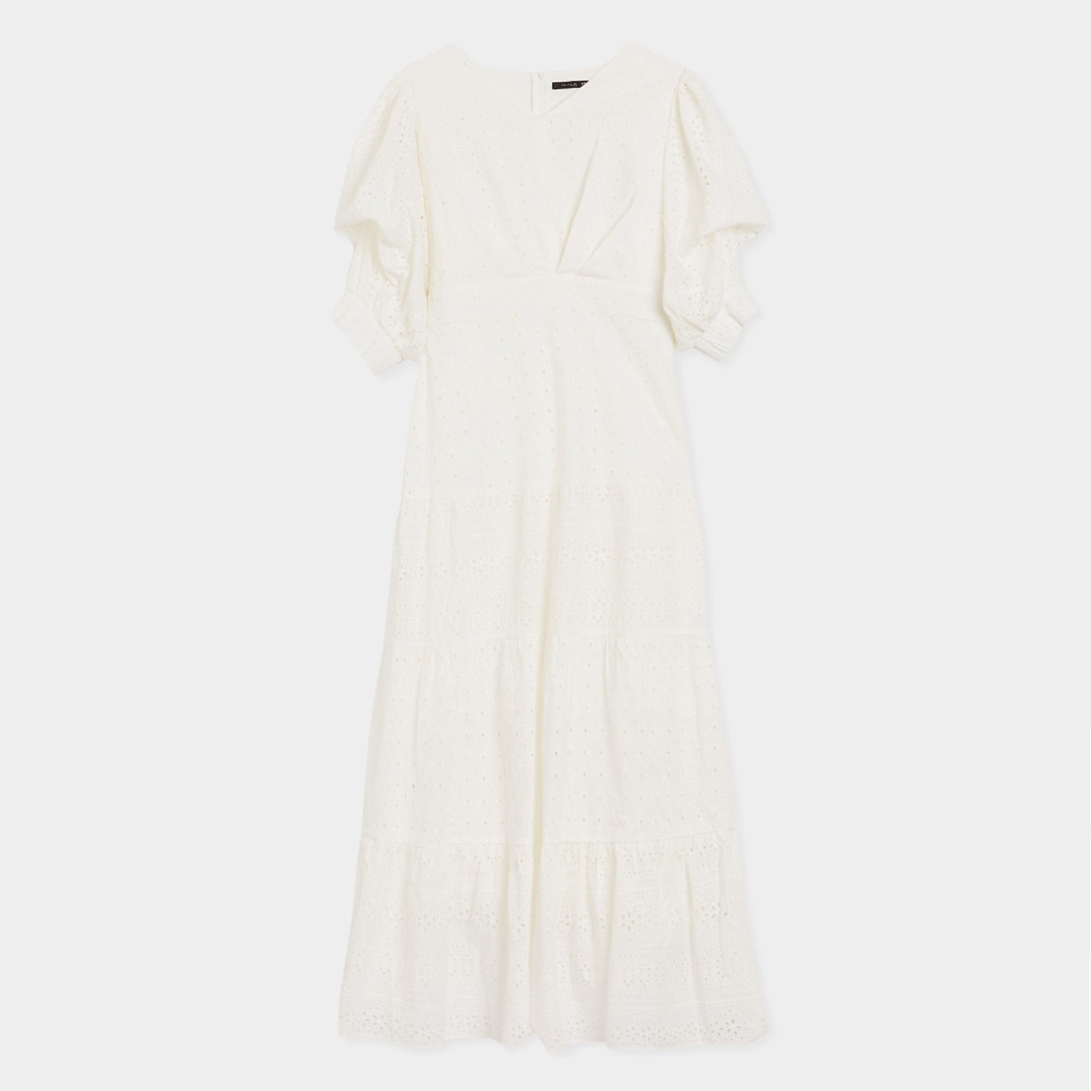 فستان طويل إيه لاين بارز الملمس بياقة V وأكمام منتفخة من رينا-women-clothing-dresses-image-8