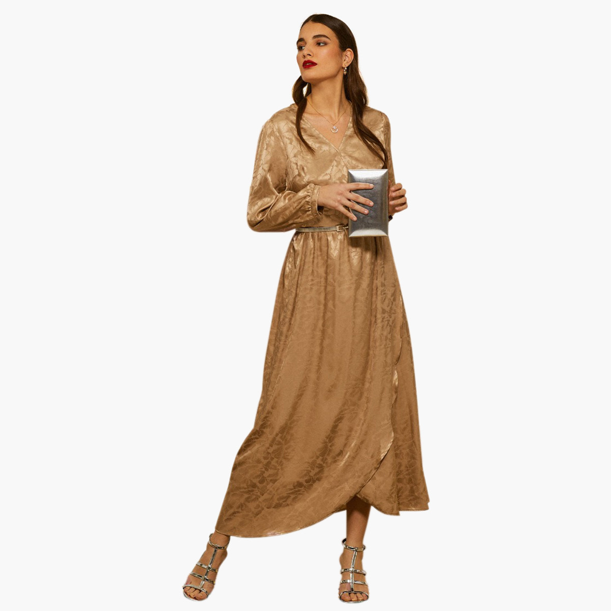 Rina Printed Maxi Asymmetric Dress with Long Sleeves and Belted Waist-women-clothing-dresses-image-1