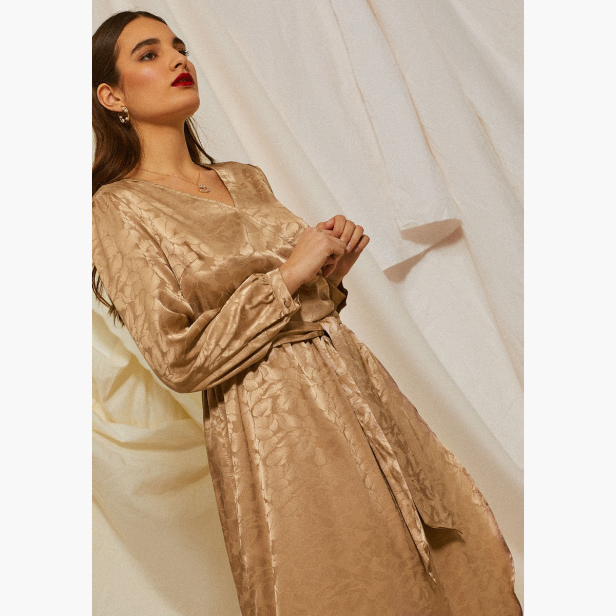 Rina Printed Maxi Asymmetric Dress with Long Sleeves and Belted Waist-women-clothing-dresses-image-2