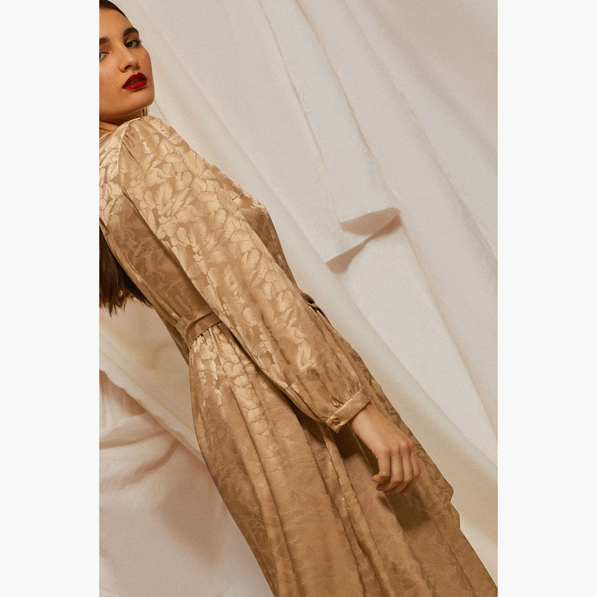 Rina Printed Maxi Asymmetric Dress with Long Sleeves and Belted Waist-women-clothing-dresses-image-3