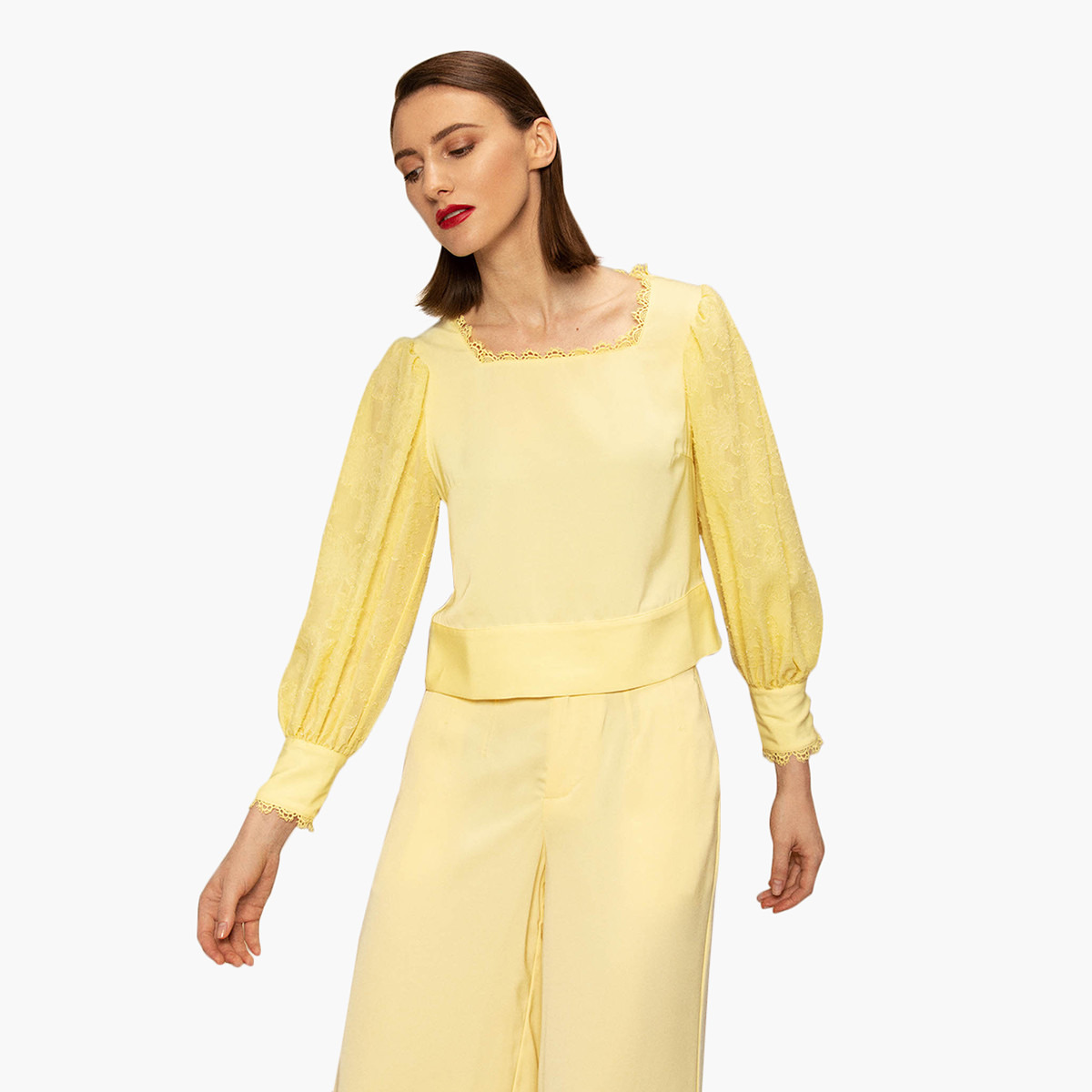 Rina Textured Square Neck Top with Puff Sleeves-women-clothing-shirtsandblouses-blouses-image-3
