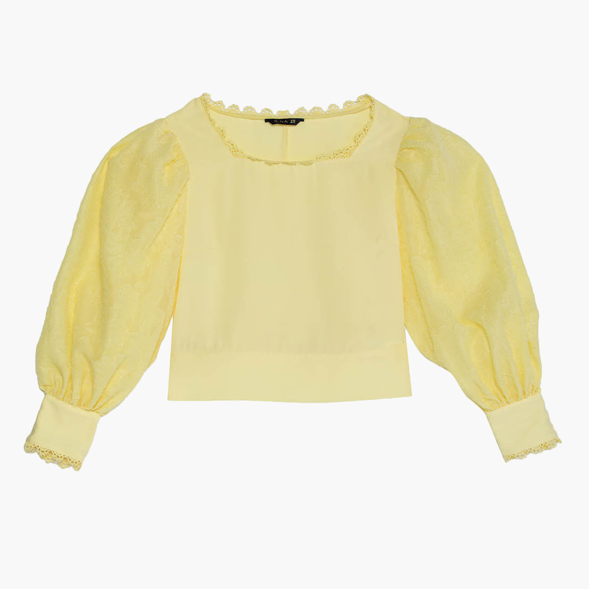 Rina Textured Square Neck Top with Puff Sleeves-women-clothing-shirtsandblouses-blouses-image-4