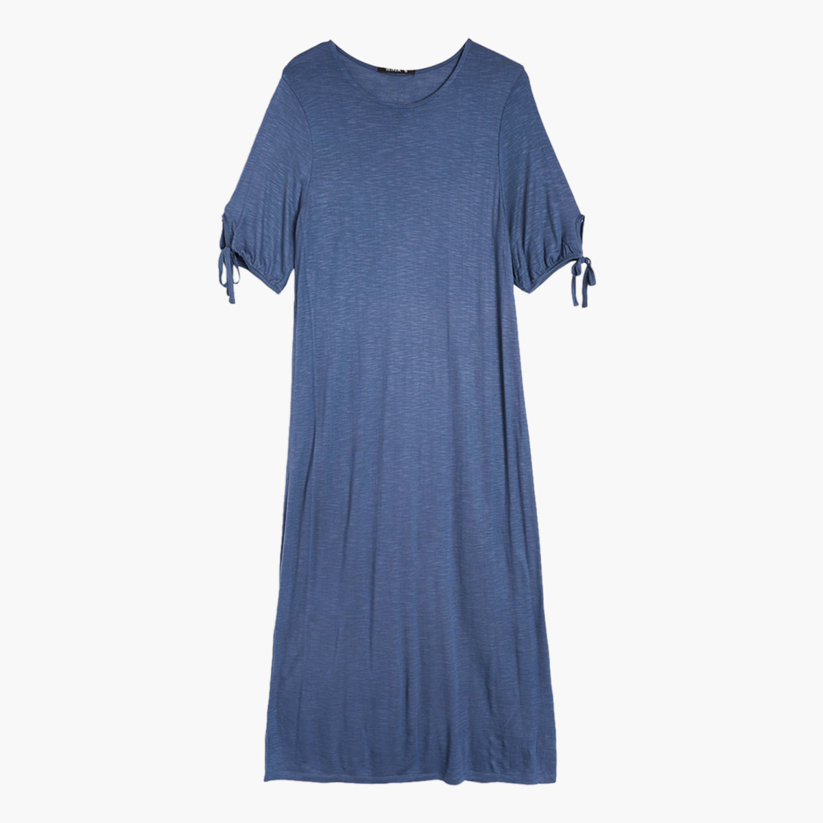 فستان طويل ميدي سادة بأربطة وأكمام قصيرة من رينا-women-clothing-dresses-image-1