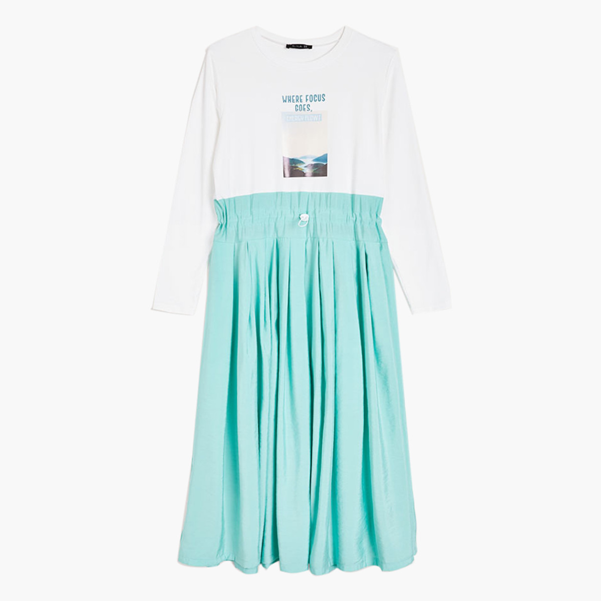 فستان ميدي إيه لاين قوالب ملوّنة بتفاصيل رباط من رينا-women-clothing-dresses-image-4
