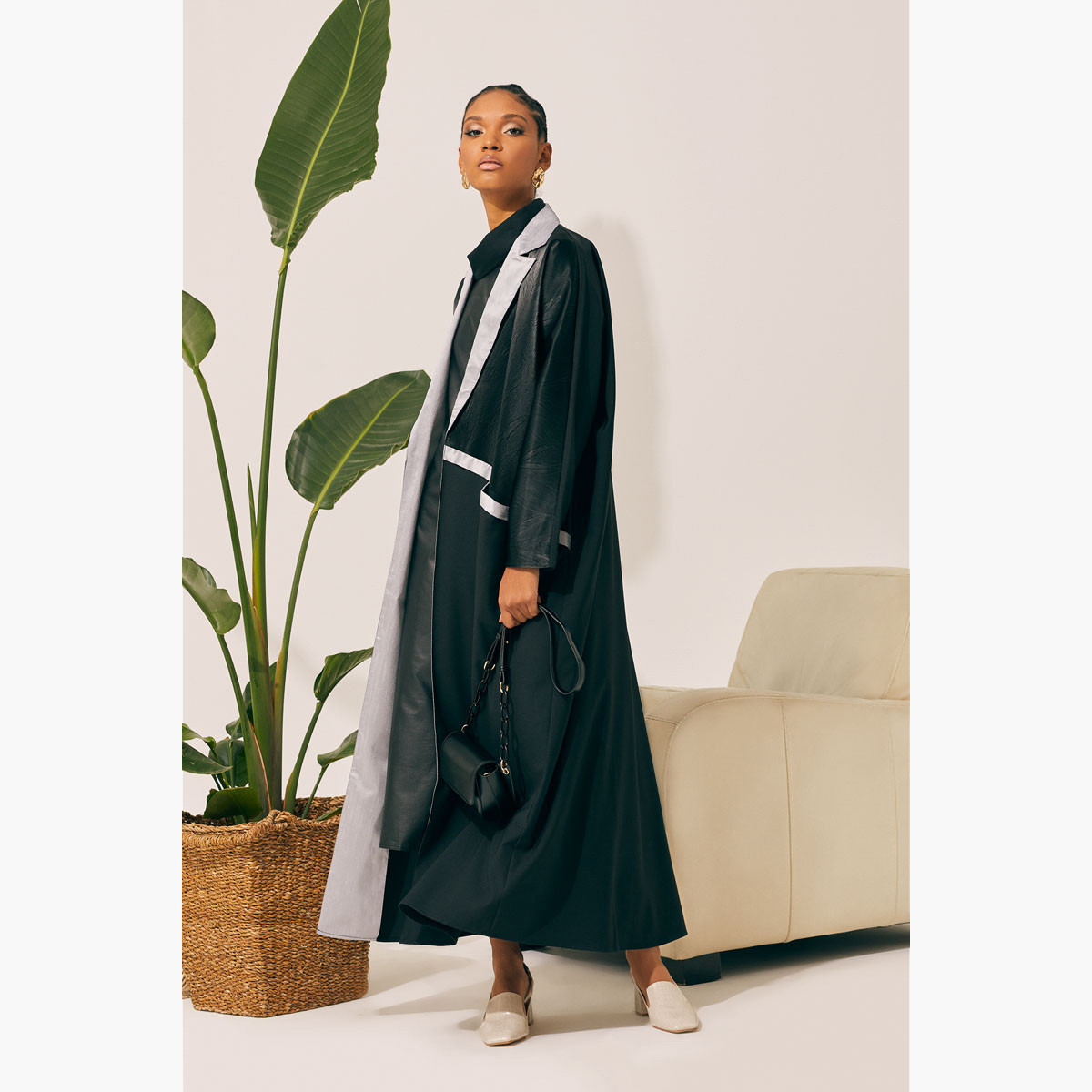 Rina Solid Open Front Abaya with Notch Lapel-women-clothing-dresses-image-2
