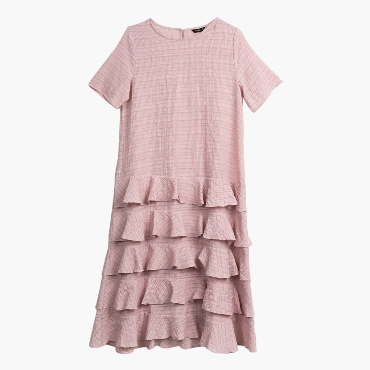 Rina Ruffled Midi A-line Dress with Round Neck and Short Sleeves-women-clothing-dresses-image-4