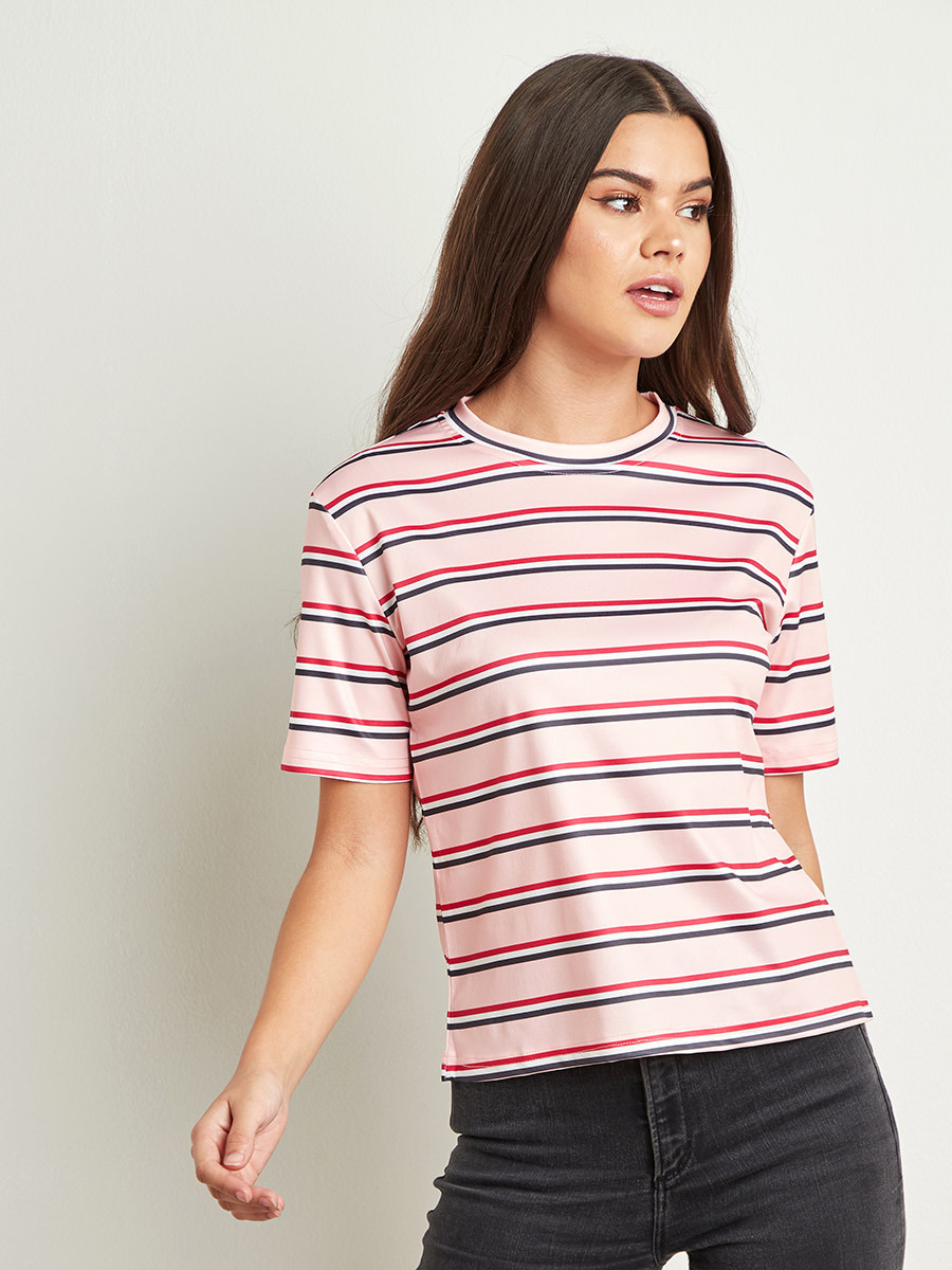 تيشيرت مخطط بقصة واسعة من ستايلي-women-clothing-tshirts-image-1