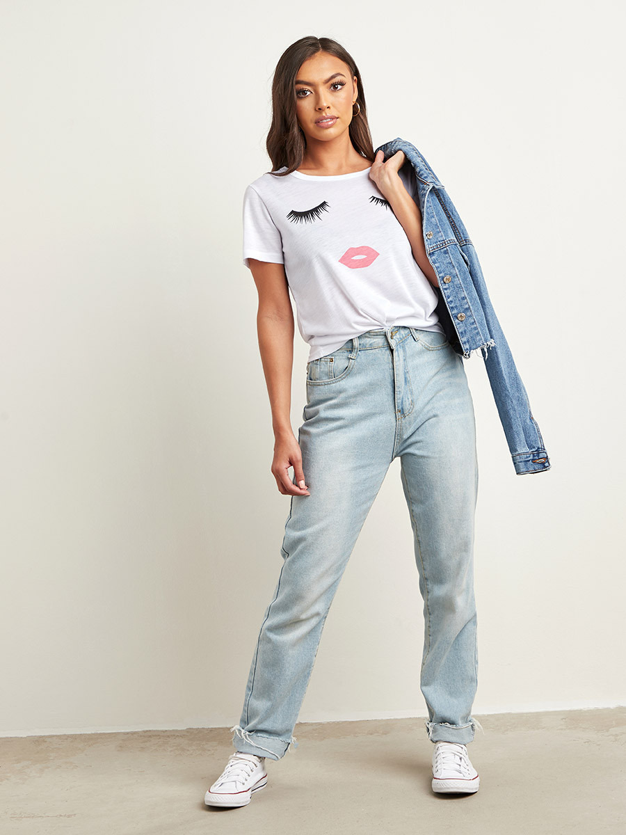 Styli Eyelash Graphic Print Regular Fit T-shirt-women-clothing-tshirts-image-2