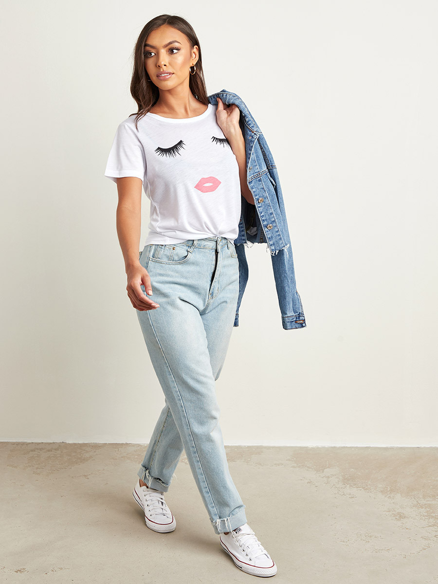 Styli Eyelash Graphic Print Regular Fit T-shirt-women-clothing-tshirts-image-5