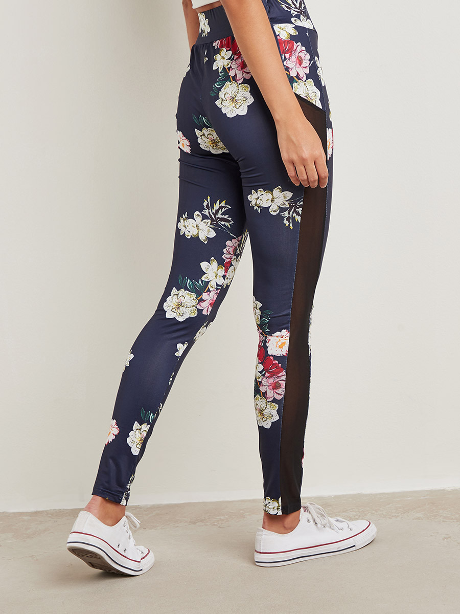 ليقنز مطبوع بتفاصيل شبكية جانبية من ستايلي-women-clothing-leggings-image-4