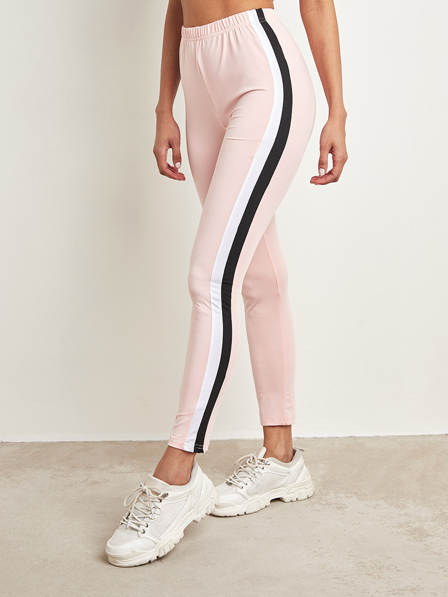 Styli Side Striped Elasticised Leggings-women-clothing-leggings-image-1