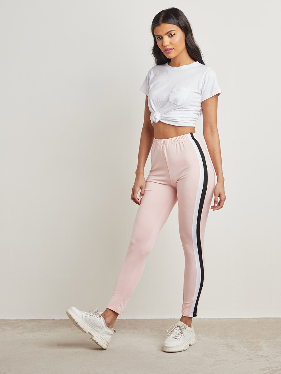 Styli Side Striped Elasticised Leggings-women-clothing-leggings-image-2