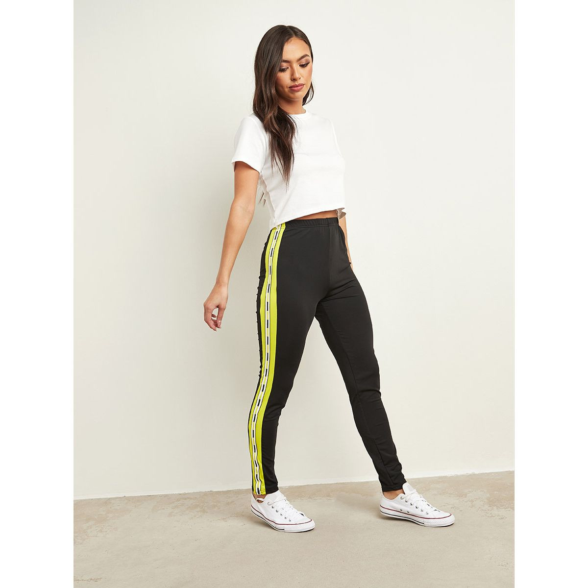 Styli Contrast Neon Tape Panel Detail Leggings-women-clothing-leggings-image-2