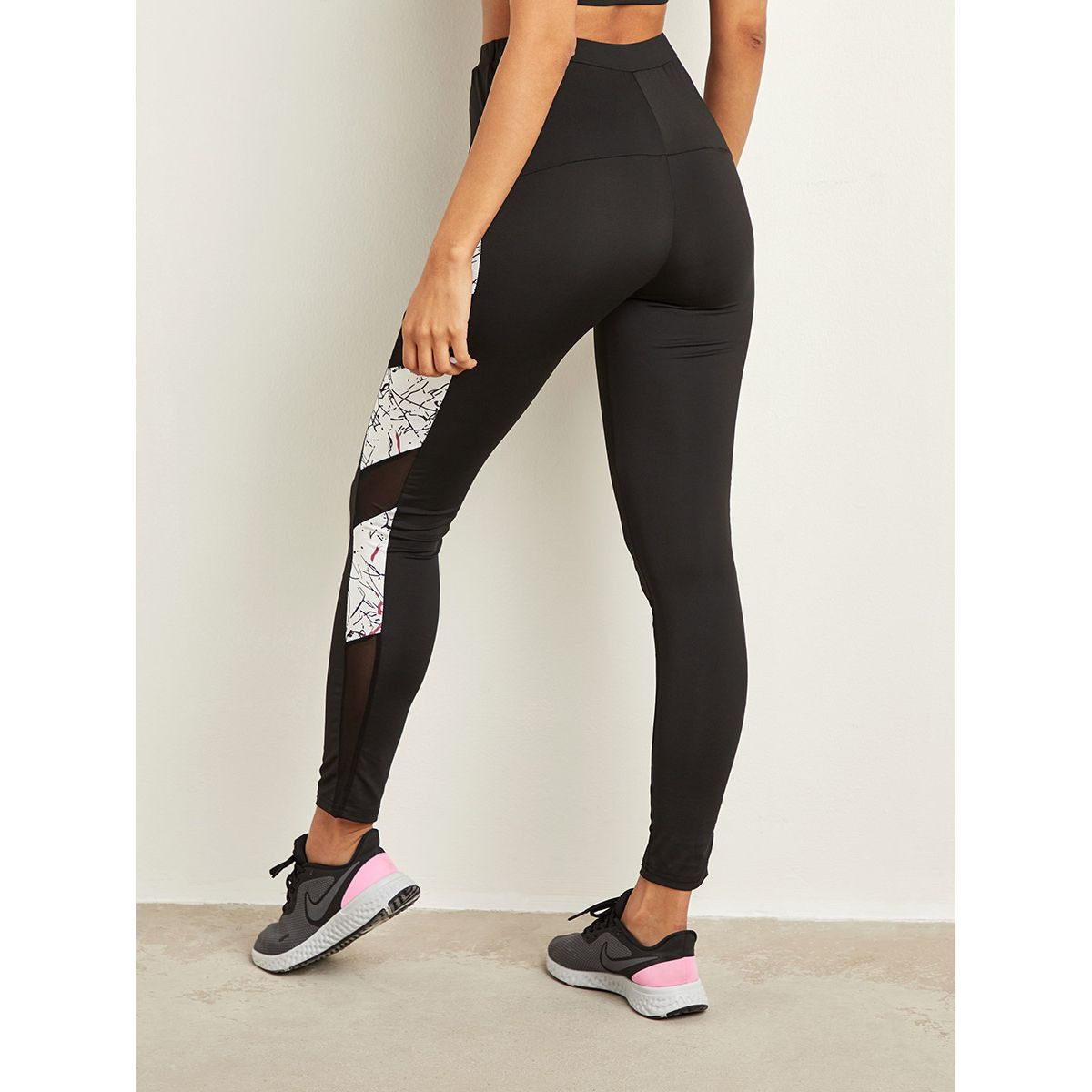 Styli Mesh Insert Color Block Panel Leggings-women-clothing-bottoms-leggings-image-4